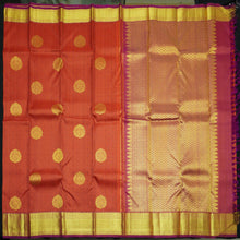 Load image into Gallery viewer, Tomato Red Kanchipuram Wedding Silk Sari - Self Embossed Design
