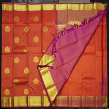 Load image into Gallery viewer, Tomato Red Kanchipuram Wedding Silk Sari - Self Embossed Design
