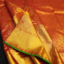 Load image into Gallery viewer, Red Kanjivaram Bridal Silk Sari with long border
