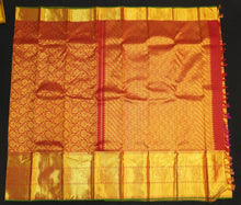 Load image into Gallery viewer, Red Kanjivaram Bridal Silk Sari with long border
