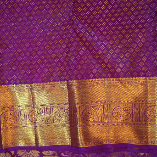 Voilet Bridal Kanchipuram Silk Saree with Pure Gold Zari