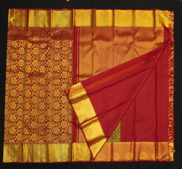 Ruby Red Kanchipuram Wedding Silk Saree