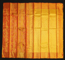 Load image into Gallery viewer, Full gold zari bridal kanchipuram silk saree in orange color
