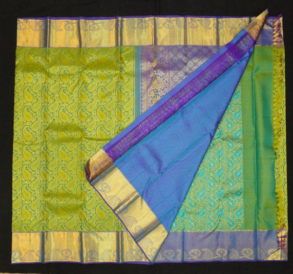 Intricate Pista Green Bridal Kanjivaram Silk Saree - Vivaaha Silks & Sarees