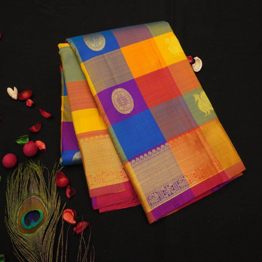 Classic Kanchipuram Silk Saree in Palum Pazhamum Kattam Design ...