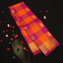 Load image into Gallery viewer, Tomato Red Palum Pazhamum Kattam Kanjivaram Silk Sari
