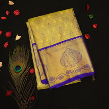Load image into Gallery viewer, Lemon Green Bridal Kanjivaram Silk Saree with Contrast Border

