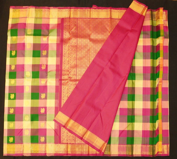 Multi Color Palum Pazhamum Kattam Kanchipuram Silk Saree