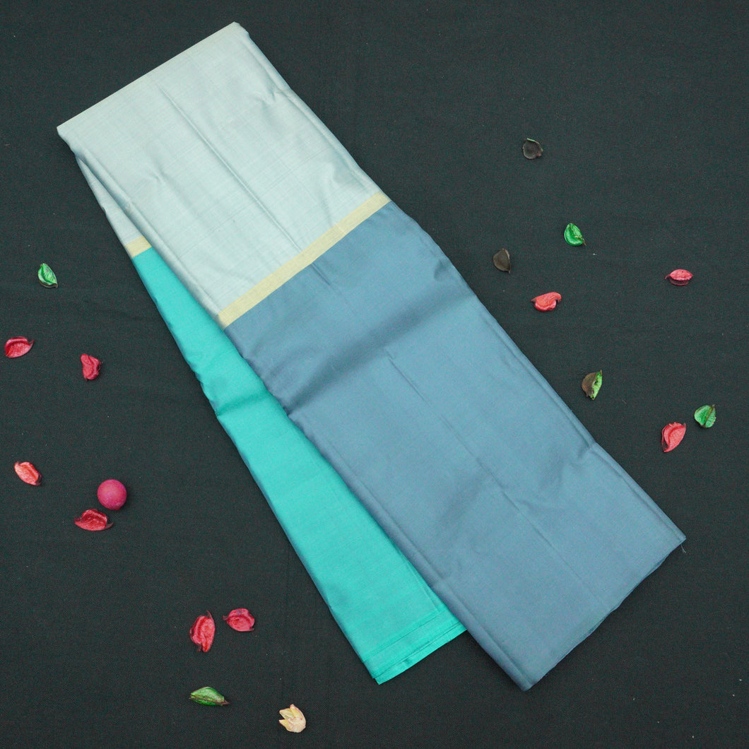 Dusty Blue with Lighter Shade Mubbagam Combo from Kanjivaram's Exclusive