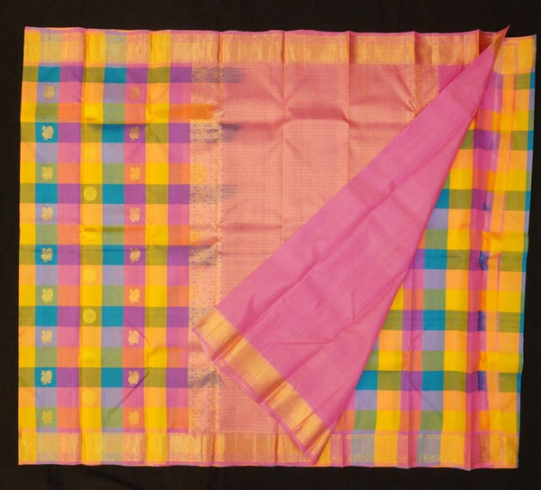 Light Color Palum Pazhamum Kattam Kanjivaram Silk Sari