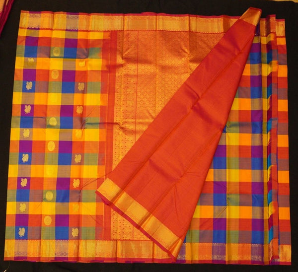 Palum Pazhamum Kattam Kanchipuram Silk Saree