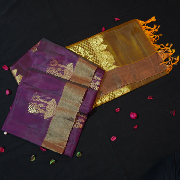 Purple Kanchipuram Soft Silk Saree