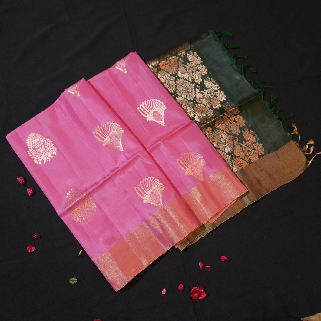 Blush Pink Kanchipuram Soft Silk Saree