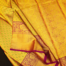 Load image into Gallery viewer, Golden Yellow Bridal Kanjivaram Silk Saree with Full Gold Zari Warp
