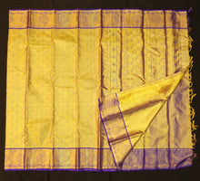 Load image into Gallery viewer, Lemon Green Kanjivaram Silk Saree with Contrast Border
