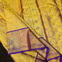 Load image into Gallery viewer, Lemon Green Kanjivaram Silk Saree with Contrast Border
