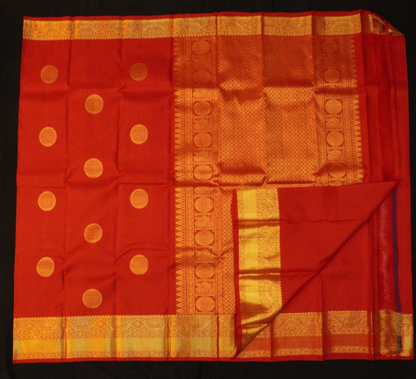 Chilly Red with Intricate Gold Zari Design Kanchipuram Silk Saree