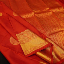 Load image into Gallery viewer, Chilly Red with Intricate Gold Zari Design Kanchipuram Silk Saree
