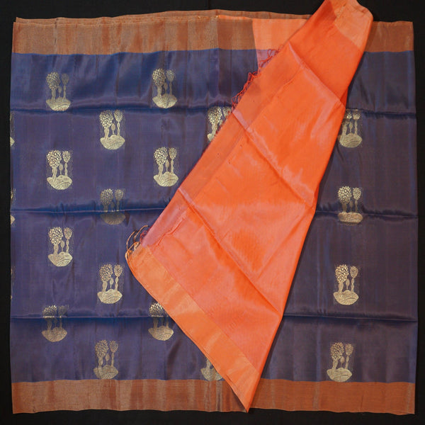 Indigo Blue Color Kanchipuram Soft Silk Saree
