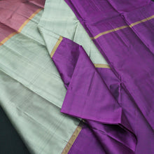 Load image into Gallery viewer, Steel Gray with Contast Mubbagam Kanchipuram Silk Saree 
