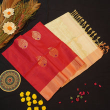 Load image into Gallery viewer, Chilli Red Kanchipuram Soft Silk Saree with Meena Butta
