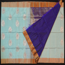 Load image into Gallery viewer, Baby Blue Kanchipuram Soft Silk Saree with Meena Butta
