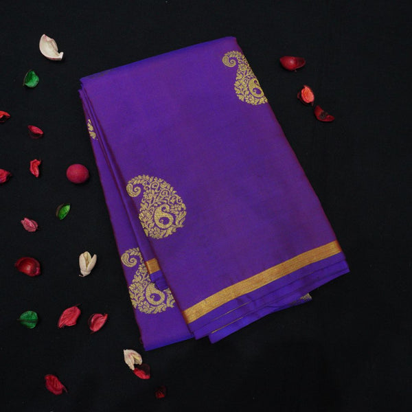 Kaju katli - Ajrakh hand block printed Dola Silk zari border Saree