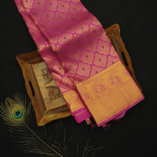 Load image into Gallery viewer, Handcrafted Kanjivaram Bridal Silk Saree in Pink with Meena Work
