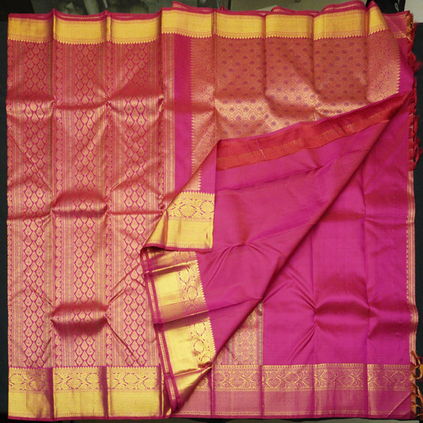 Ruby Pink Kanjivaram Silk Saree with Exclusive Brocade Design