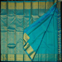 Load image into Gallery viewer, Sea Green Kanchipuram Bridal Silk Saree with Meena Work Design
