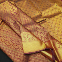Load image into Gallery viewer, Maroon Bridal Kancheepuram Silk Saree with brocade design
