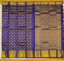 Load image into Gallery viewer, 1003 Butta Kanjivaram Silk Saree in blue color with Peacock and Rudraksha Motifs

