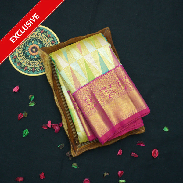 Multi color Exclusive Bridal Kanchipuram Silk Saree
