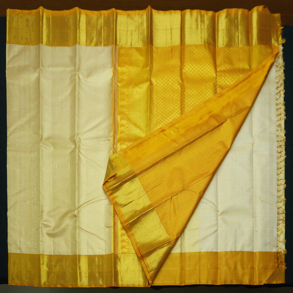 Tissue Exclusive Bridal Kanchipuram Silk Saree in Beige with Yellow Border