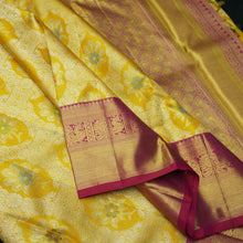 Load image into Gallery viewer, Mustard Yellow Kanchipuram Bridal Silk Saree meena work- Gold and Silver Zari
