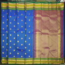 Load image into Gallery viewer, Multi Color Border Kanchipuram Silk Saree in Blue 

