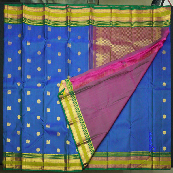 Multi Color Border Kanchipuram Silk Saree in Blue 