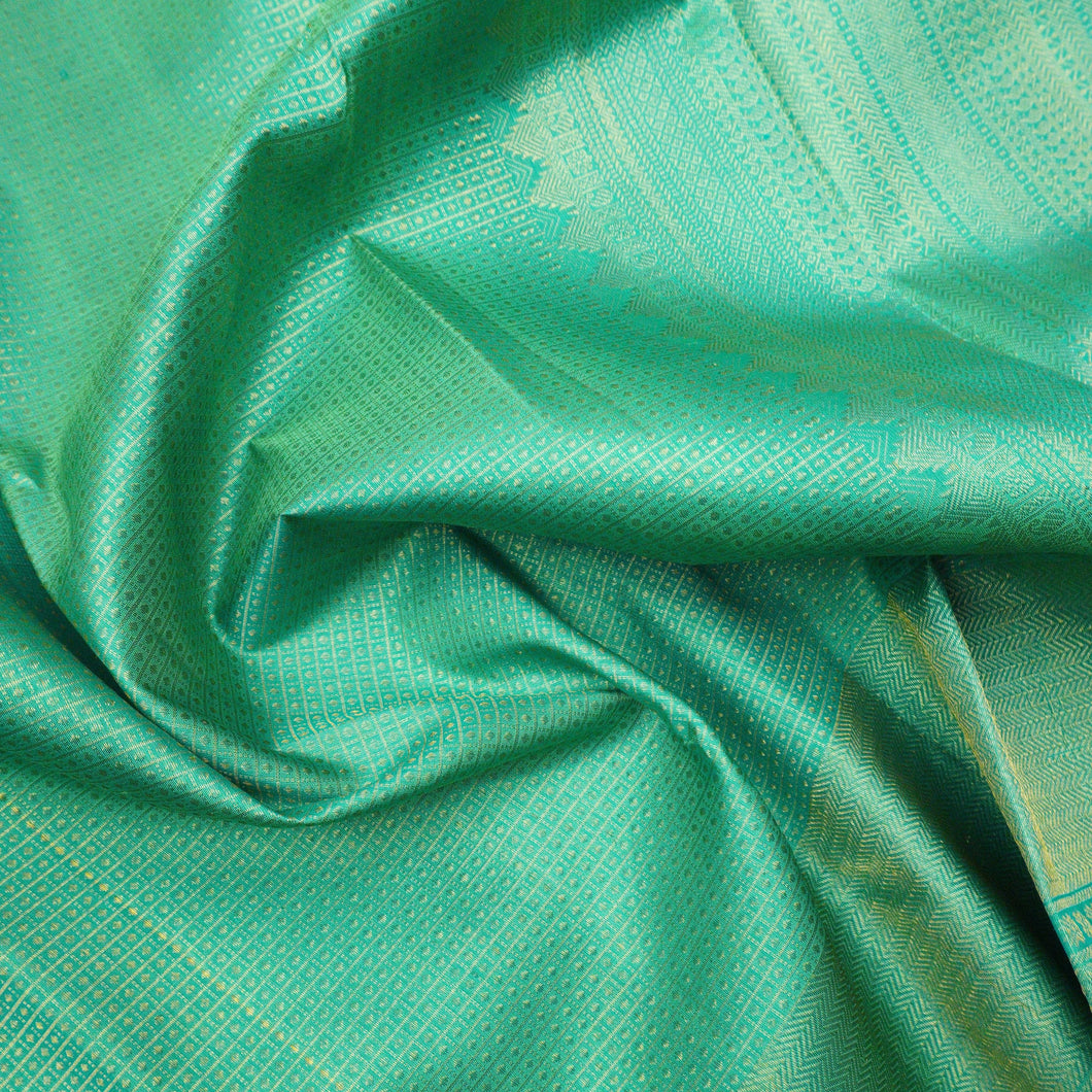 Sea Green Brocade Design Gold Zari Bridal Kanchipuram Silk Saree