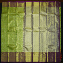 Load image into Gallery viewer, Green and Purple Tissue Kanchipuram Silk Sari Wedding Collection
