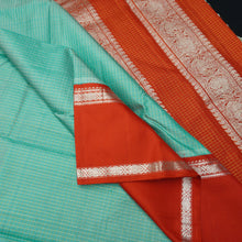 Load image into Gallery viewer, Mint Green Kanchipuram Silk Saree in silver zari
