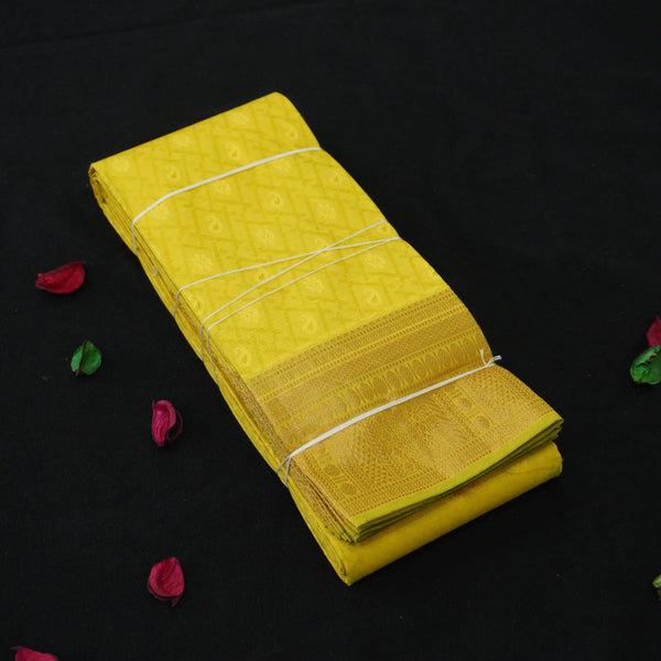 Lemon Green Semi Silk Kanchipuram Sari