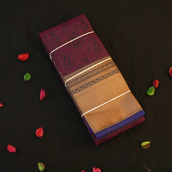 Plum Color Semi Silk Kanchipuram fancy Sari