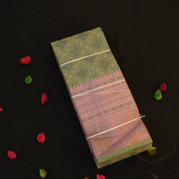 Gray Semi Silk Kanchipuram Gift Sari