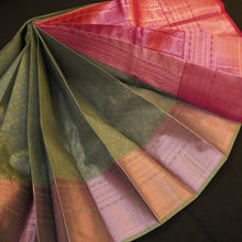 Load image into Gallery viewer, Gray Semi Silk Kanchipuram Gift Sari
