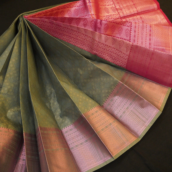 Gray Semi Silk Kanchipuram Gift Sari