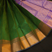 Load image into Gallery viewer, Basil Green Semi Silk Kanchipuram Sari
