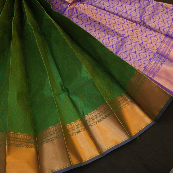 Exquisite Basil Green Semi Silk Kanjivaram Sari