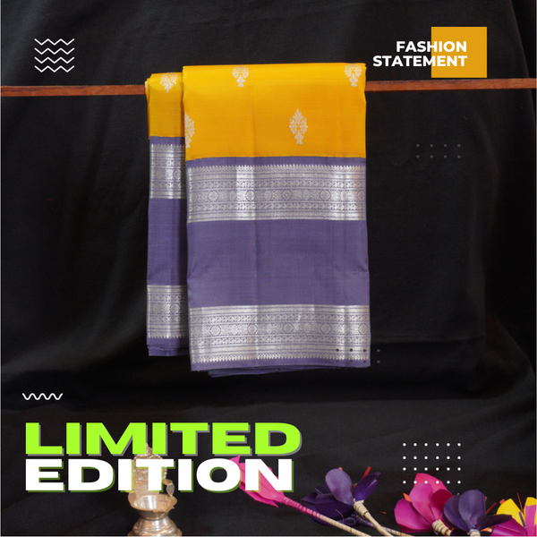 Mustard Yellow Kanchipuram Silk Saree from Vivaaha Silks Limited Edition