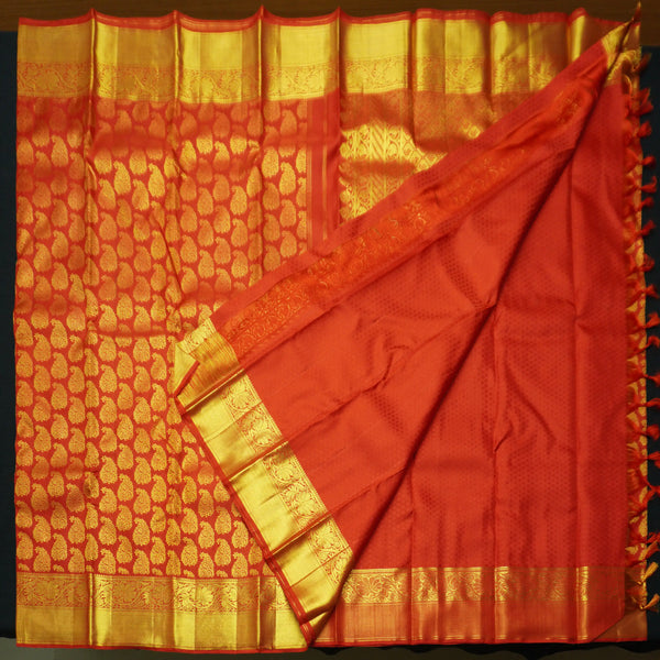 Chili Red Kanchipuram Bridal Silk Saree